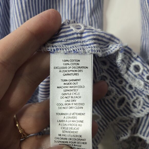 Beach Lunch Lounge Striped Cotton Off Shoulder Blouse Small - Picture 5 of 6